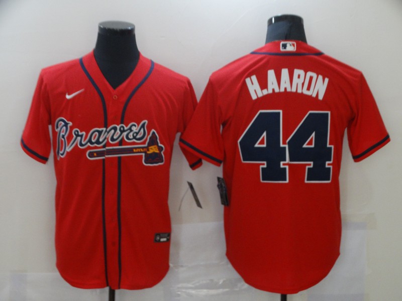 Men's Atlanta Braves Hank Aaron #44 Red Jersey